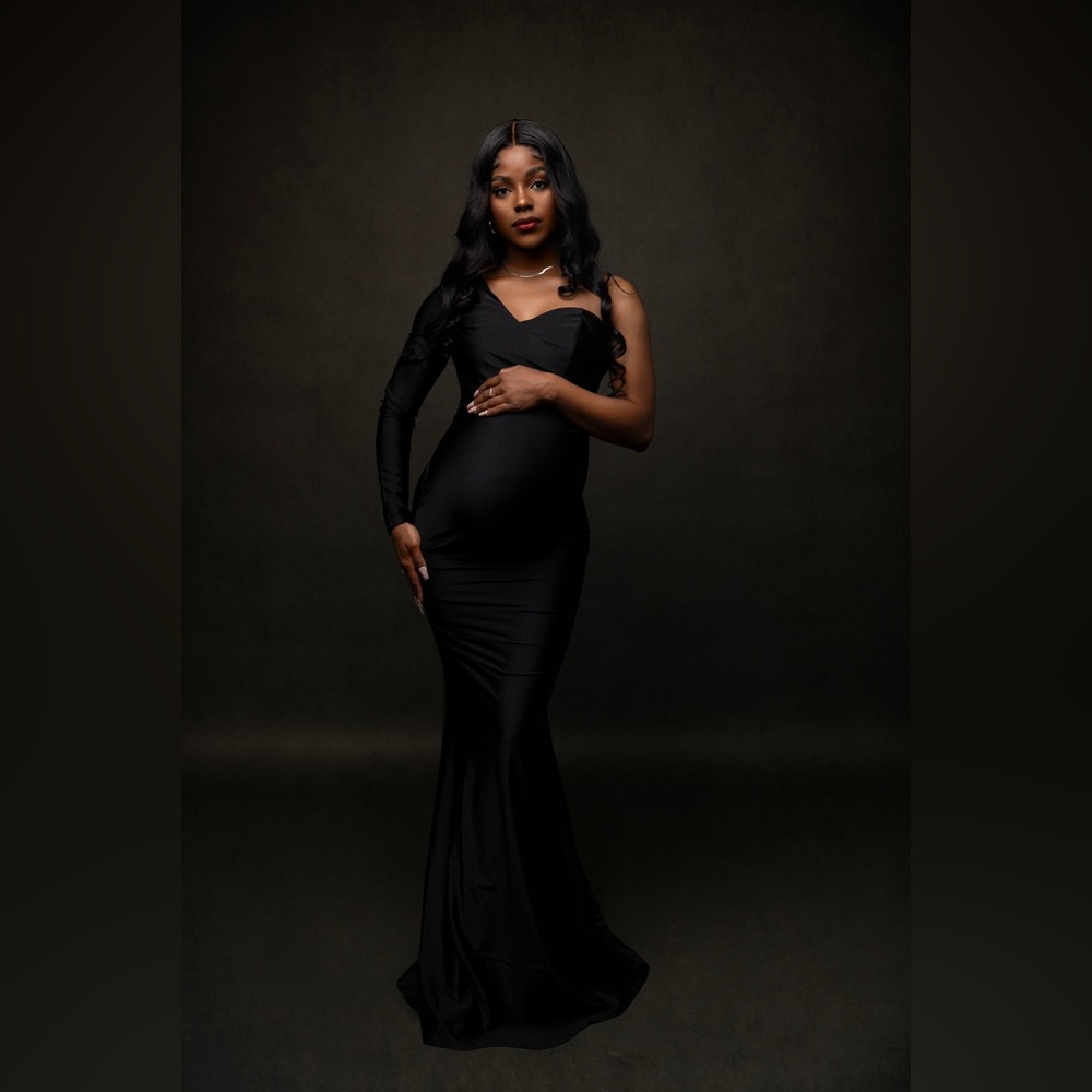 Black One-Shoulder Maxi Dress Gown